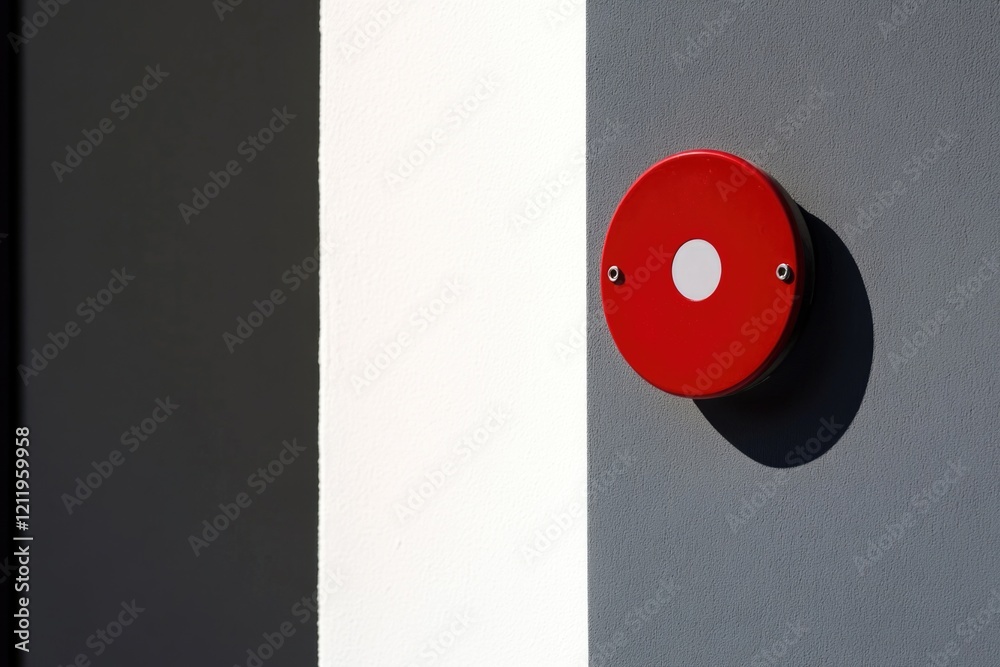 Poster a red fire hydrant is mounted to the side of a wall, ready for use in case of emergency