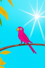 Fototapeta premium Vibrant Portrait of a Colorful Parrot with Stunning Feathers Against a Bright Blue Sky Background