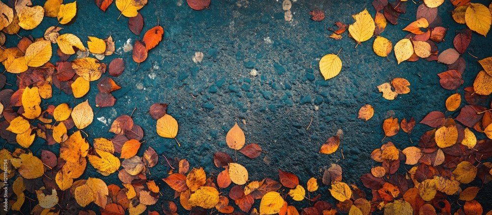 Leinwandbilder vibrant autumn foliage featuring yellow orange and red maple leaves on a textured background with sp