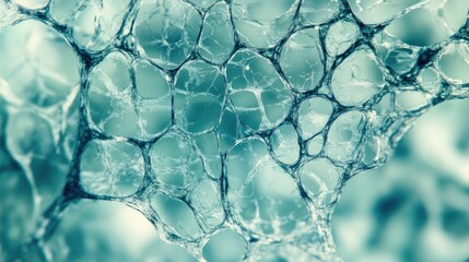 Microscopic view of lymphoma cells showing intricate cellular structures and patterns in a tissue sample for medical research and education