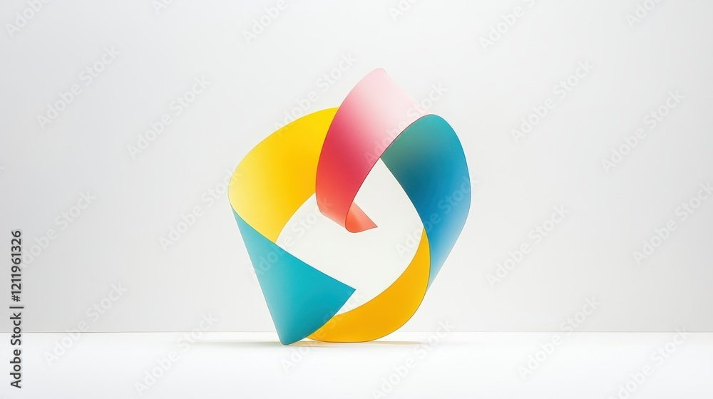 Poster colorful three-dimensional dynamic shapes in abstract design with smooth curves and light reflection