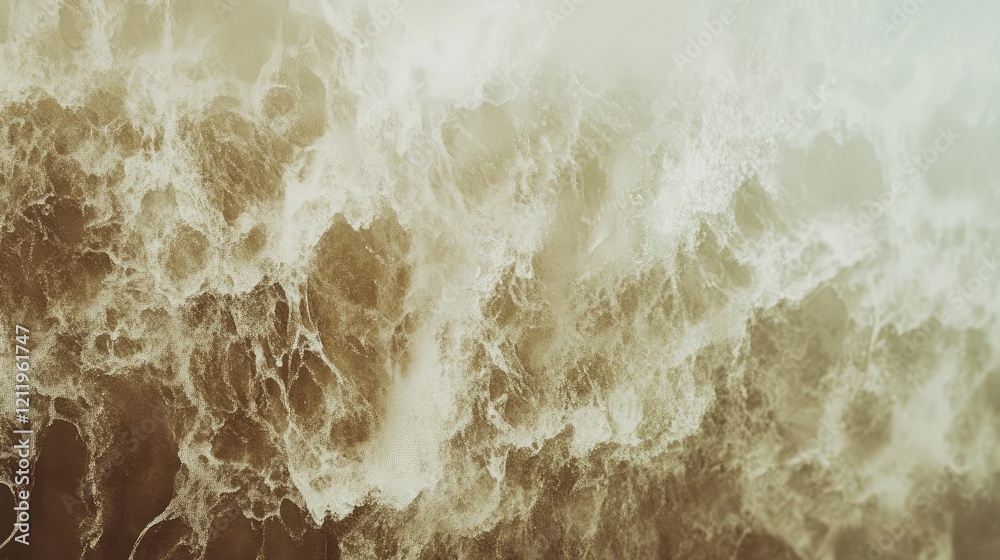 Poster abstract turbulent ocean waves in soft sandy tones for minimalist beach aesthetic and tranquil envir