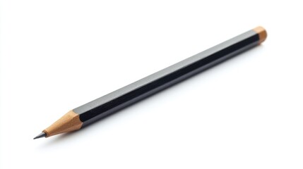 Creative workspace close-up featuring a sleek black and wooden pencil on a clean white background, highlighting collaboration and innovation.