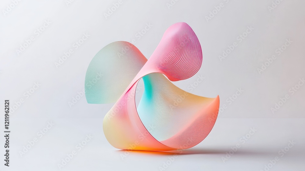 Poster colorful three-dimensional shapes in dynamic arrangement creating an artistic and modern visual expe