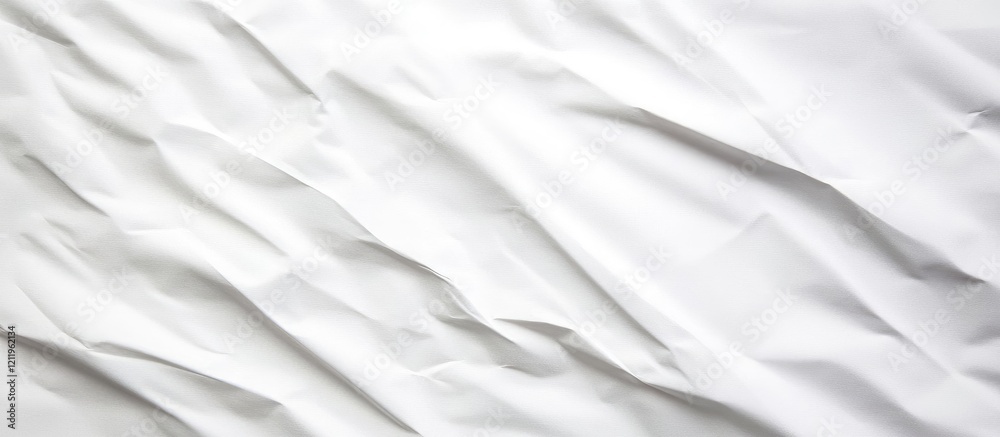 Poster Top View of Crumpled White Paper Texture with Soft Shadows Ideal for Clipping Path and Text Insertion on Light Background