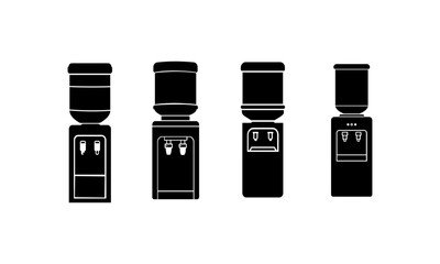 Water Dispenser Silhouette Set In Black And White
