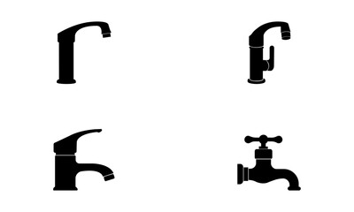 Water Tap Silhouette Set In Black And White