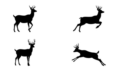 Deer silhouette set in black and white