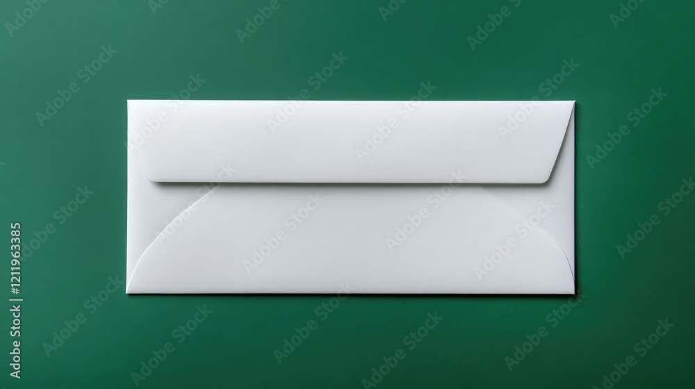Aufkleber Closed white envelope elegantly positioned in the center of a deep green textured background conveying a sense of simplicity and professionalism.
