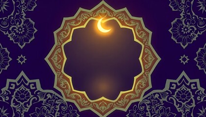 Ornate Frame With Crescent Moon Islamic Design