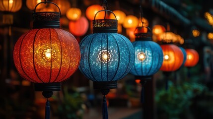 Illuminated Lanterns: A Festive Night in Asia