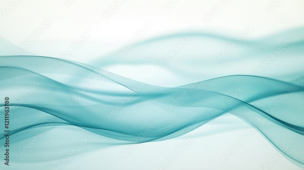 Fototapete Soft turquoise waves layered smoothly in an abstract background with a vintage color palette emphasizing tranquility and elegance.