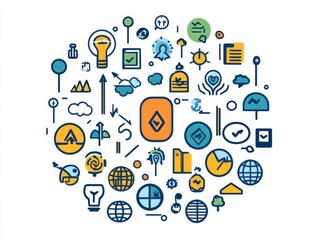 Colorful Icons Depicting Environmental Social Governance Concepts