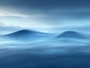 Fototapeta premium Serene blue ocean waves at dawn.