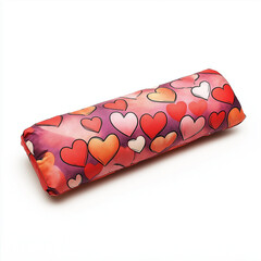 Red Heart Pattern Bolster Pillow Valentines Day Decor Romantic Bedroom Accessory