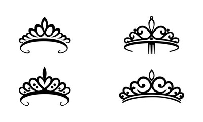 Tiara Silhouette Set In Black And White