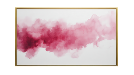 Abstract pink watercolor artwork adding a touch of elegance to modern decor in a bright room