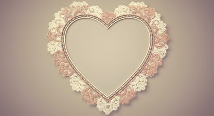 A vintage-inspired lace heart frame with a blank center.