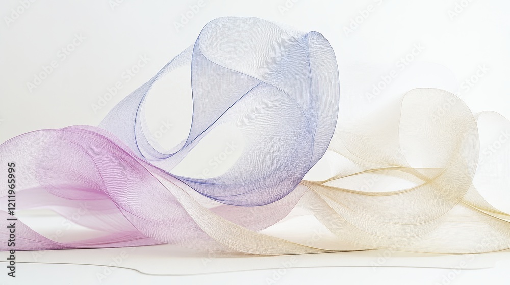 Poster vibrant and dynamic three-dimensional abstract design with flowing shapes and soft colors