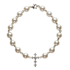 Obraz premium Elegant Pearl Bracelet with Silver Accents Isolated on transparent background