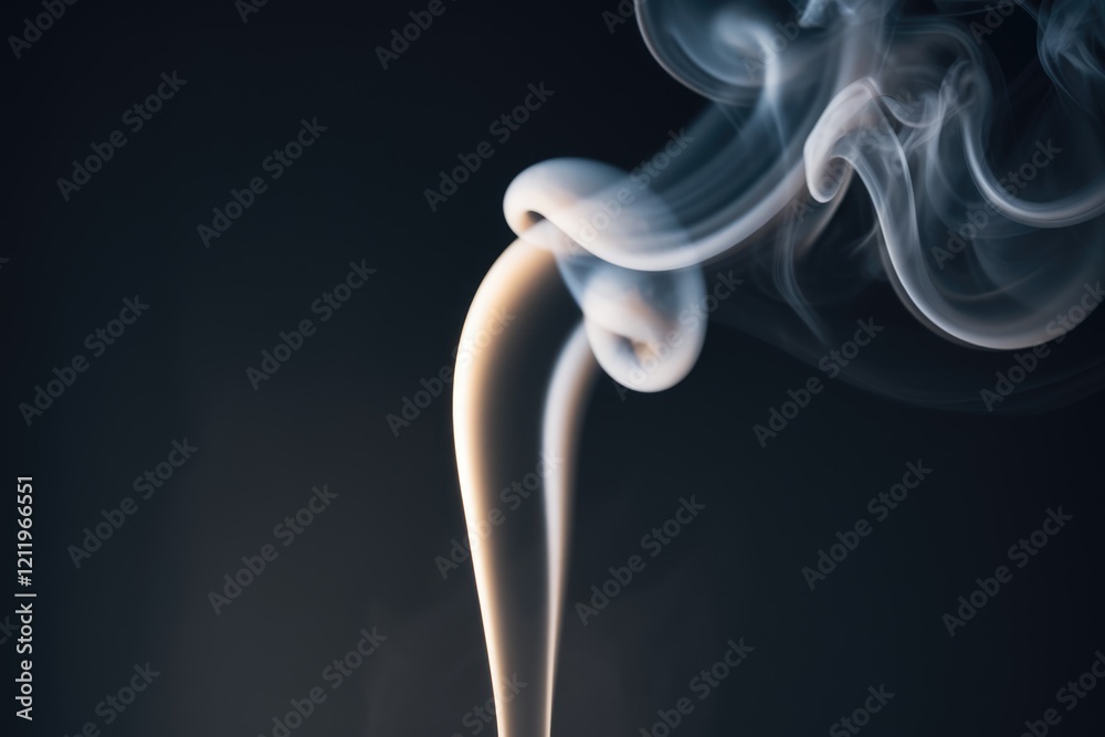 Poster abstract image of swirling white smoke against a dark background, creating a visually captivating sc