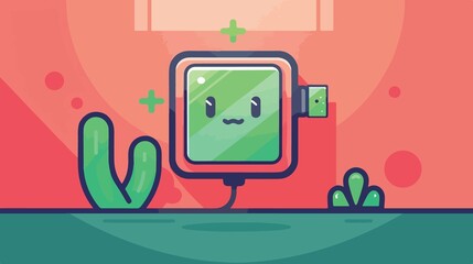 Green Energy Plug with Solar Panels Vector Illustration