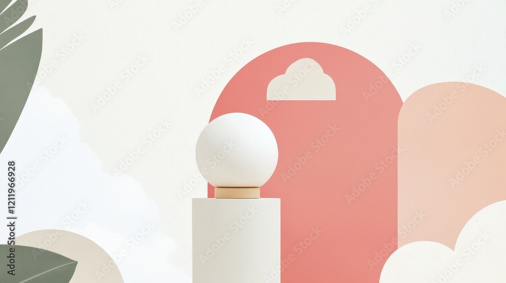 Poster vibrant dynamic three-dimensional shapes with soft curves in an artistic composition against a light