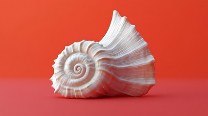 Obraz premium Spiral shell isolated on hot red