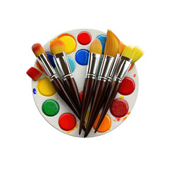 Fototapeta premium Colorful Paintbrushes on a Paint Palette