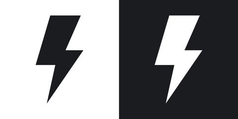 Thunder bolt vector icons pack in black and blue colors