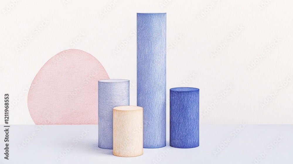 Poster Colorful Three Dimensional Blocks Arranged in Dynamic Composition on Subtle Background