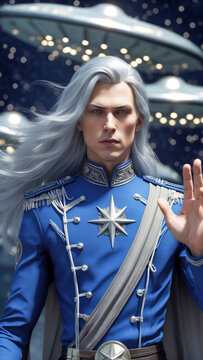 Ashtar, the pleiadian commander of the Silver Fleet, the military branch of the Galactic Federation of Light