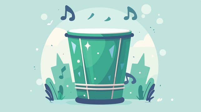 Vibrant Green Timbal Musical Instrument Flat Vector Illustration