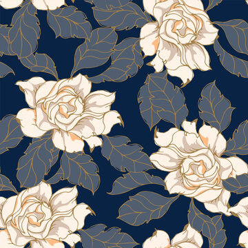 Beautiful pattern with flowers and leaf.Floral vector illustration.  