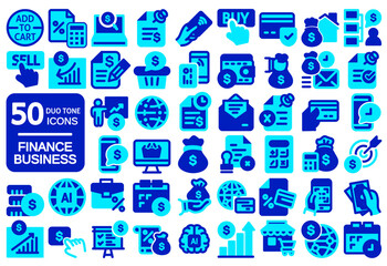 50 duo tone icon finance and business