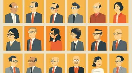 Diverse Group of Professional Business People Avatar Characters Vector Illustration
