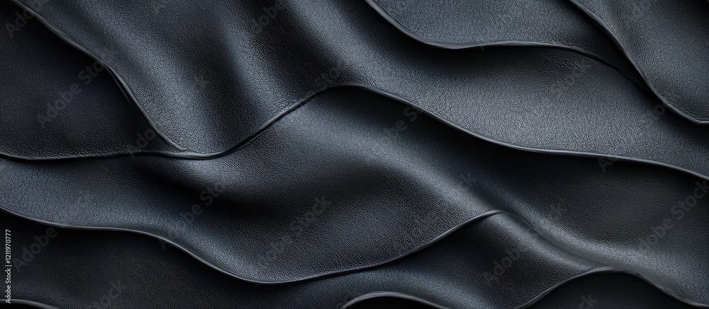 Fototapete textured black leather background with undulating waves and subtle sheen, ideal for showcasing desig