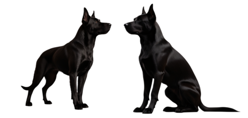 two dogs. silhouette of a dog on a transparent background