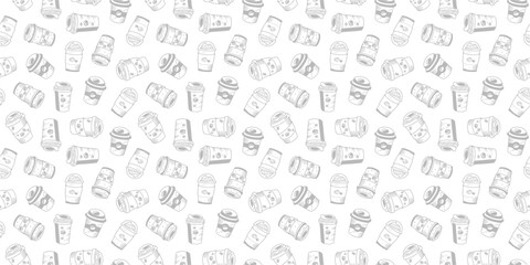 Coffee and Cafe pattern background. Vintage Coffee Doodle Pattern background. cafe pattern background. Cafe Themed Coffee Bean Pattern background.