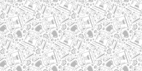 Coffee and Cafe pattern background. Vintage Coffee Doodle Pattern background. cafe pattern background. Cafe Themed Coffee Bean Pattern background.
