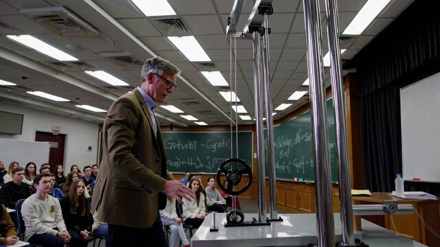 Physics class demonstration on pulley systems engages students in hands-on learning experience