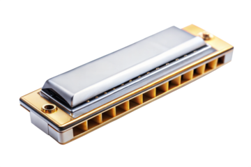 Gold Harmonica on Black Background