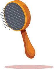 Round orange hairbrush with metal bristles, ideal for styling and detangling hair