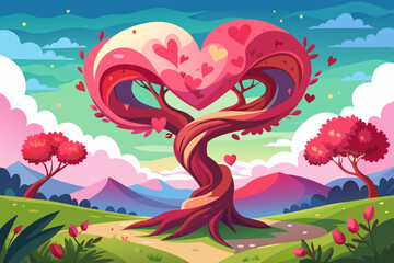 Obraz premium heart with flowers and butterflies