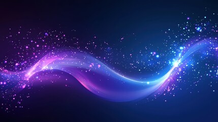 Obraz premium Vibrant Abstract Background with Colorful Waves and Sparkling Stars in a Dark Setting for Creative Design Projects and Digital Artwork