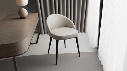 Grey armchair with black legs in a modern living room