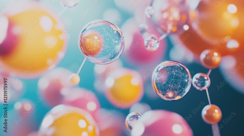 Poster a cluster of bubbles suspended in mid-air, free from any surface or object