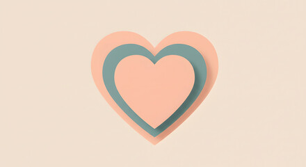 Two overlapping hearts on a soft and romantic background.