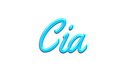Glowing blue effect of name Cia on white background.