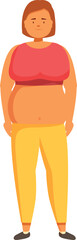 Illustration of an overweight woman standing, promoting body positivity and raising awareness about obesity